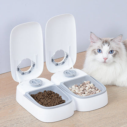 Automatic Timed Pet Feeder with Dual Food Bowls