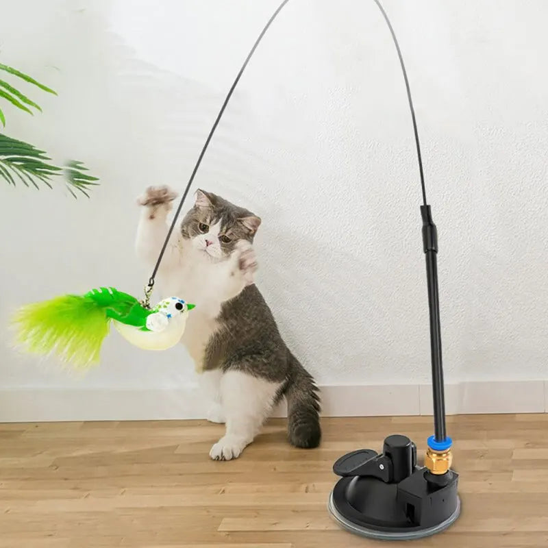 Interactive Bird Feather Cat Toy with Suction Cup