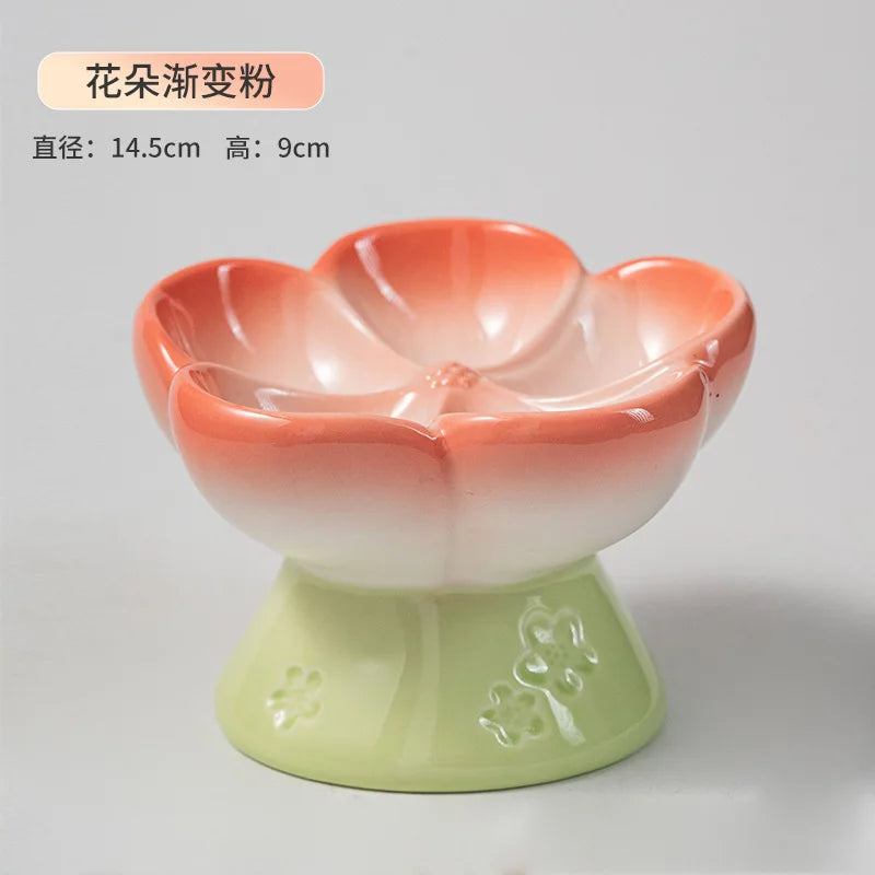 High-Footed Ceramic Slow Feeder Pet Bowl