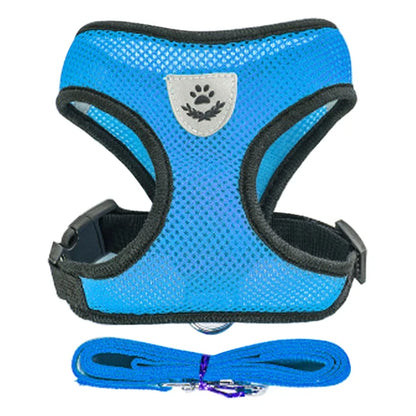 Adjustable Soft Mesh Dog & Cat Harness with Leash