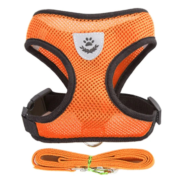 Adjustable Soft Mesh Dog & Cat Harness with Leash