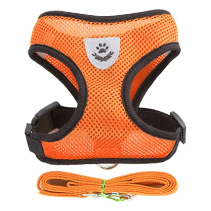 Adjustable Soft Mesh Dog & Cat Harness with Leash