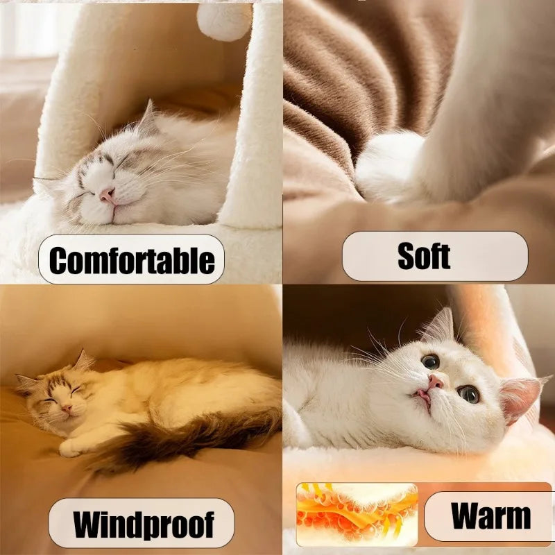 Self Warming Plush Tent House for Cats & Small Dogs