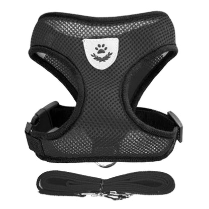 Adjustable Soft Mesh Dog & Cat Harness with Leash