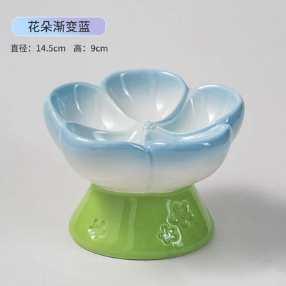 High-Footed Ceramic Slow Feeder Pet Bowl