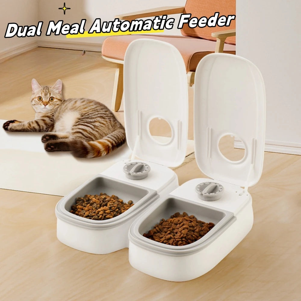 Automatic Timed Pet Feeder with Dual Food Bowls