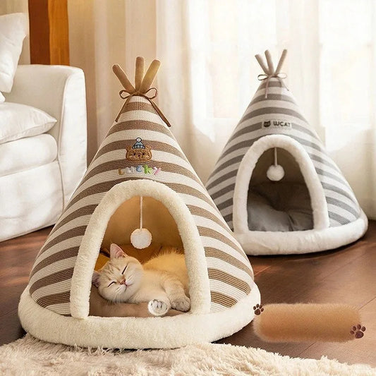 Self Warming Plush Tent House for Cats & Small Dogs