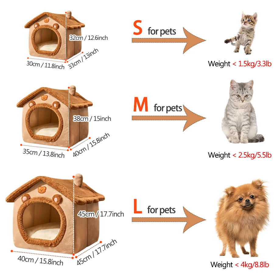 Foldable Pet House Removable Washable Cat & Dog Bed