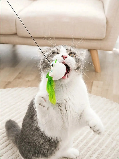 Interactive Bird Feather Cat Toy with Suction Cup