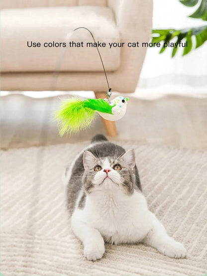 Interactive Bird Feather Cat Toy with Suction Cup