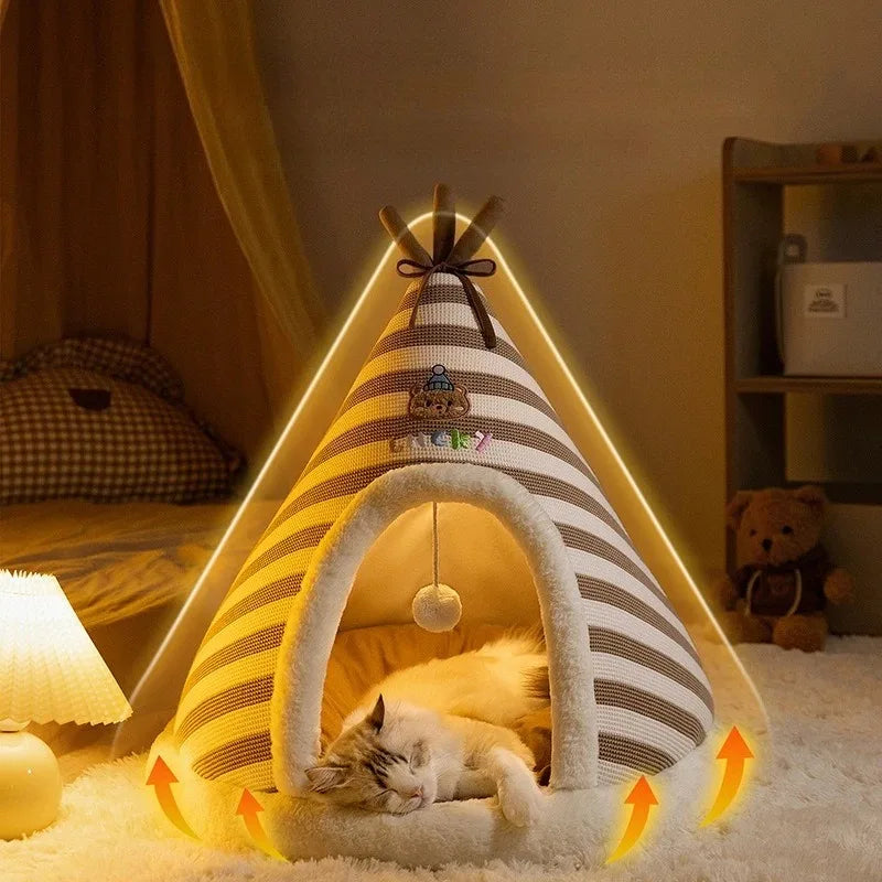 Self Warming Plush Tent House for Cats & Small Dogs