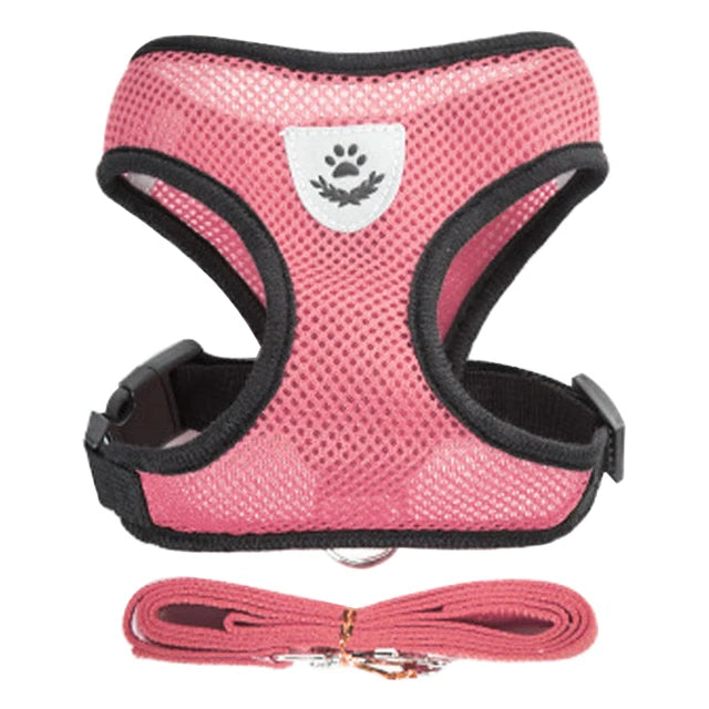 Adjustable Soft Mesh Dog & Cat Harness with Leash